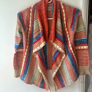 lucky brand | aztec drape front sweater Medium